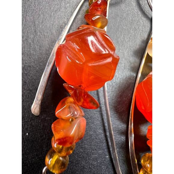 Vintage carnelian sterling silver dangle earrings - Picture 8 of 16